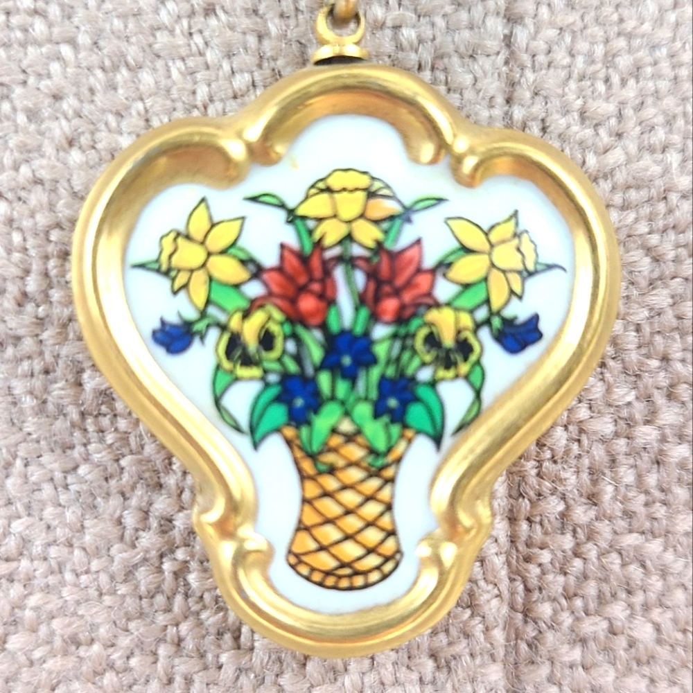 Vintage Double Sides Haind Painted Porcelain Necklace